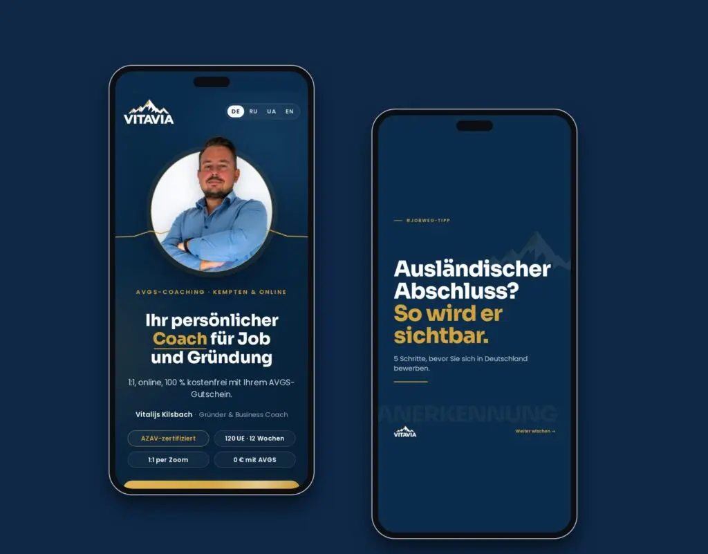 Social Media und Link-Seite für Vitavia Akademie