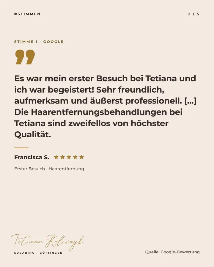 Depilation Göttingen – Instagram: Bewertung aus Google