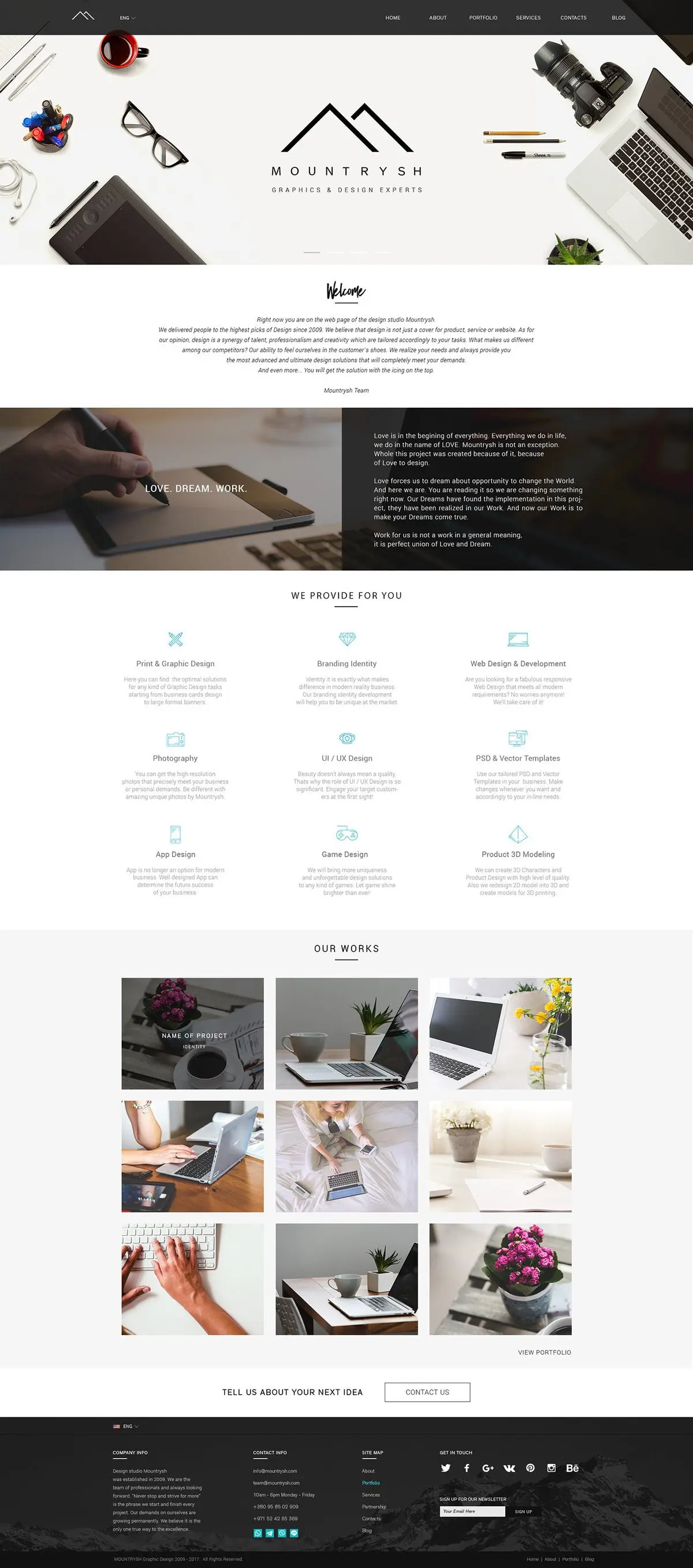Portfolio-Website für ein Designstudio – Startseite
