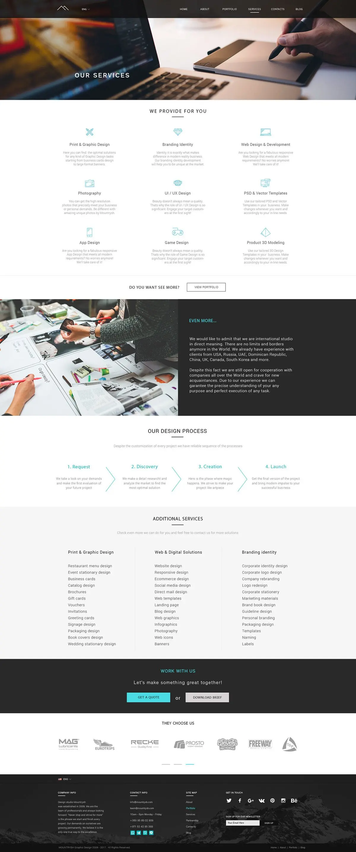 Portfolio-Website für ein Designstudio – Leistungen