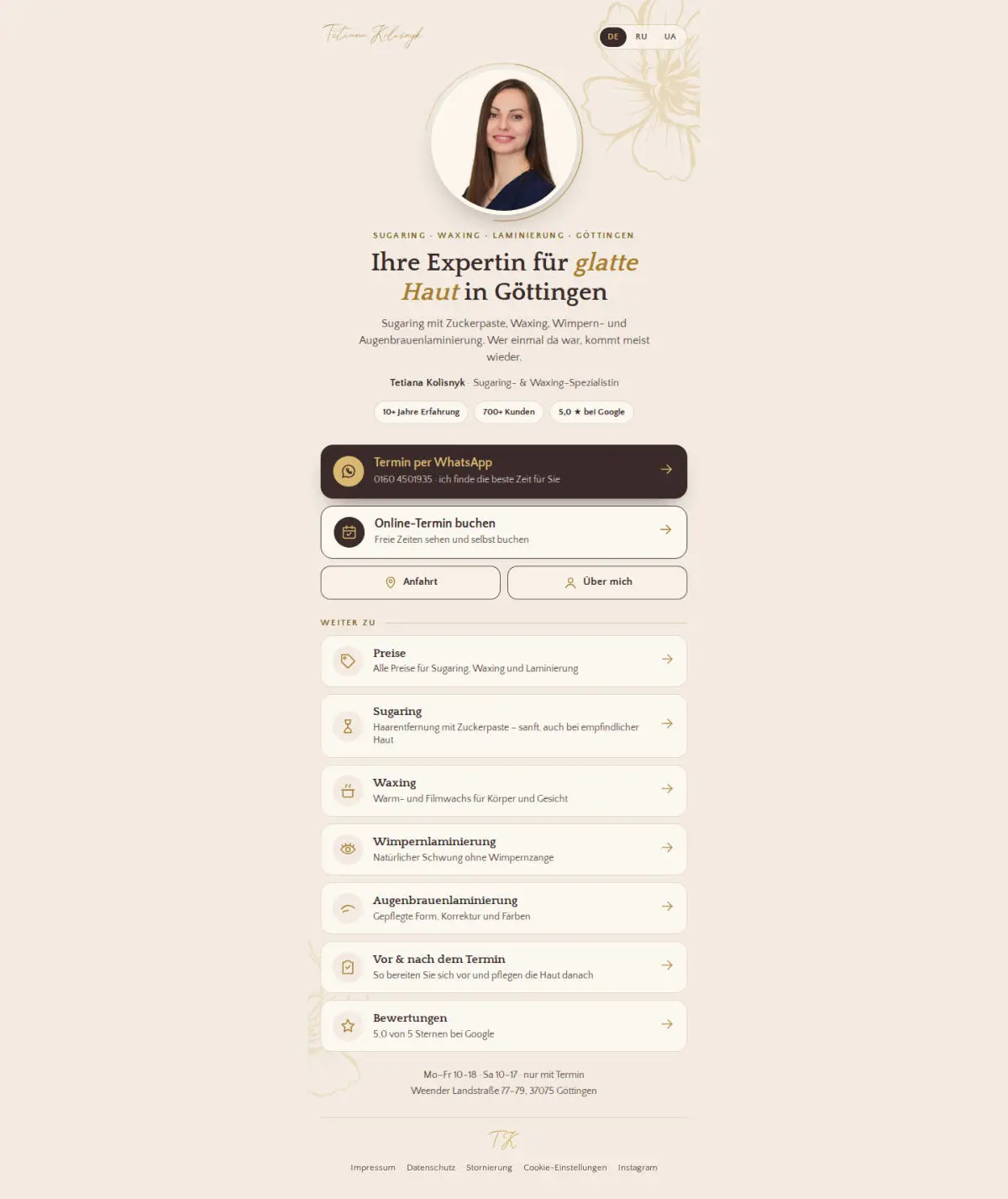 Social Media und Link-Seite für Haarentfernung Göttingen – Link in der Bio