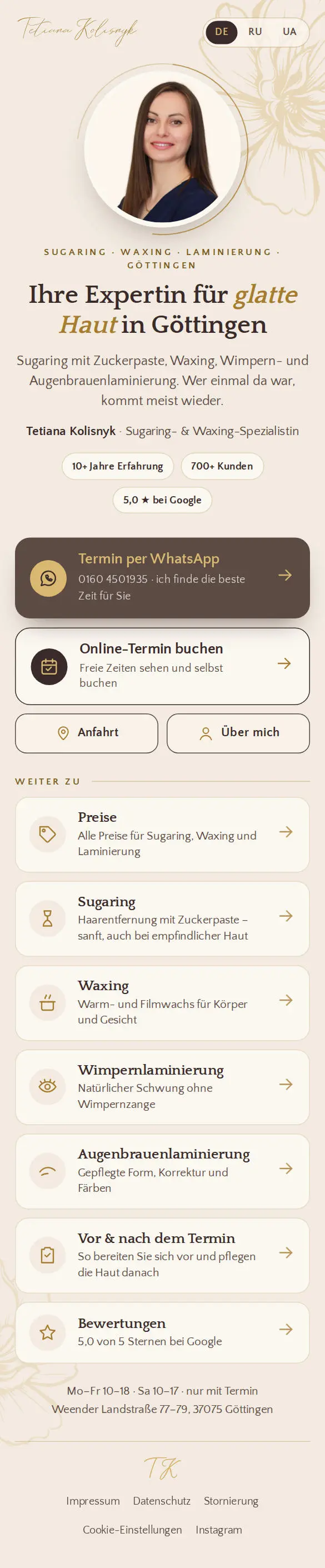 Social Media und Link-Seite für Haarentfernung Göttingen – Link in der Bio