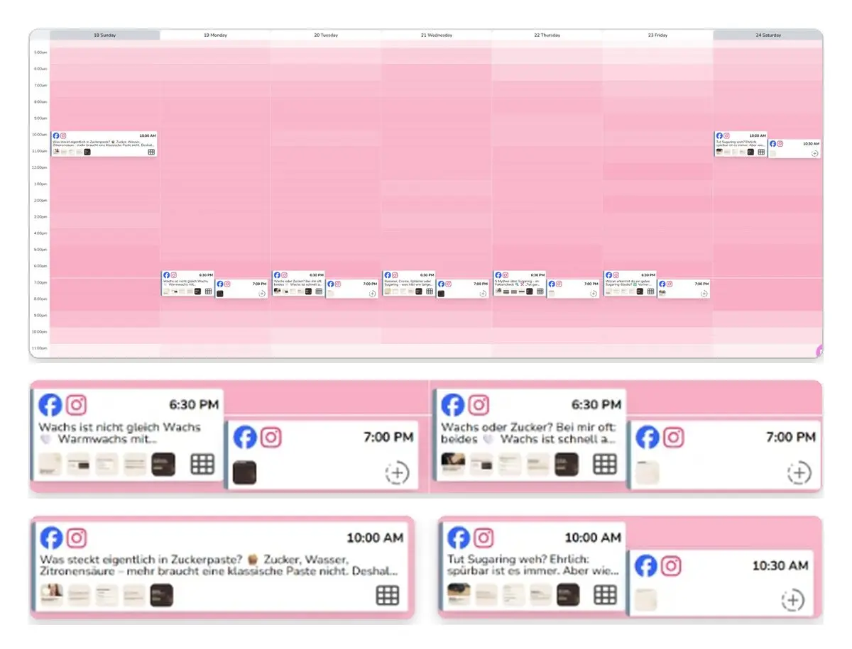 Social Media und Link-Seite für Haarentfernung Göttingen – Planung in Metricool