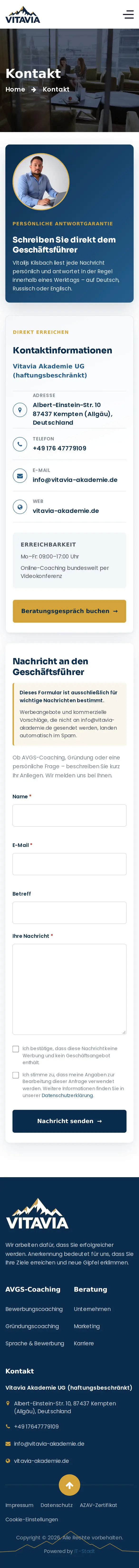 Vitavia Akademie – Kontakt